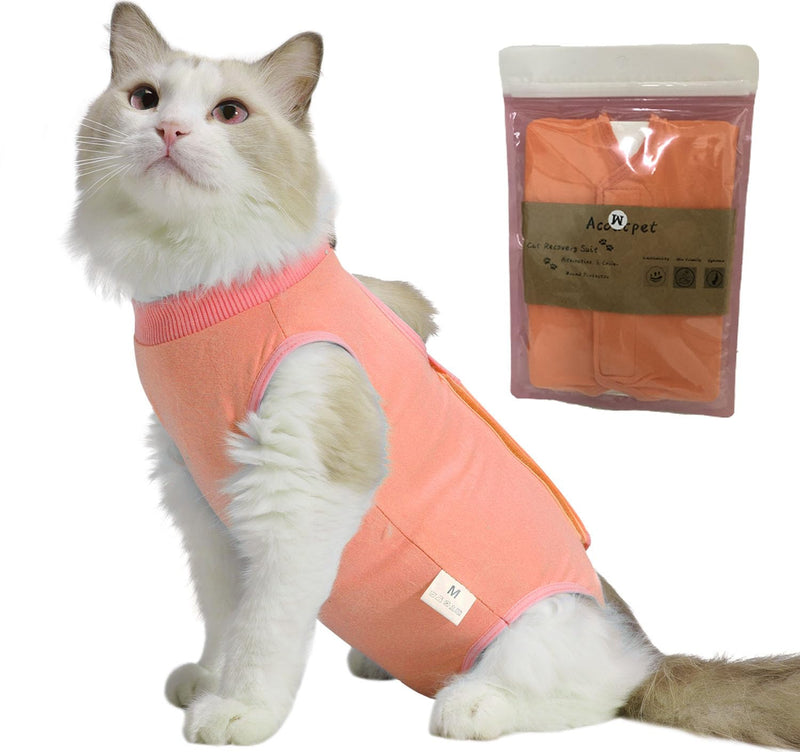 Cat Recovery Suit Female Kitten Cat Onesie for Cats After Surgery Female Spay Surgical Abdominal Wound Skin Diseases Cone Collar Soft Alternative Wear (Orange, M) orange Medium - PawsPlanet Australia