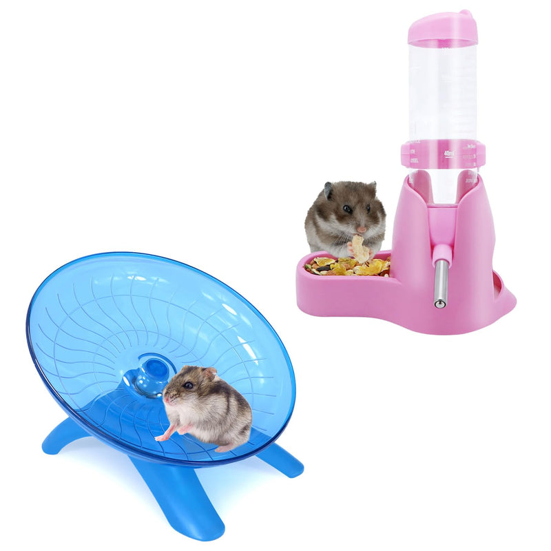 2 Packs, Hamster Water Bottle + Hamster Wheel Hamster Flying Saucer for Dwarf Hamsters Gerbil Mice - PawsPlanet Australia