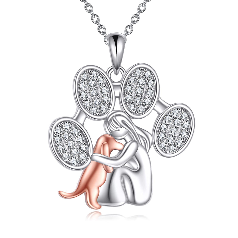 POPLYKE Dog Star/Paw Necklace for Women Sterling Silver Dog Pendant Jewelry Gifts for Girls Paw - PawsPlanet Australia