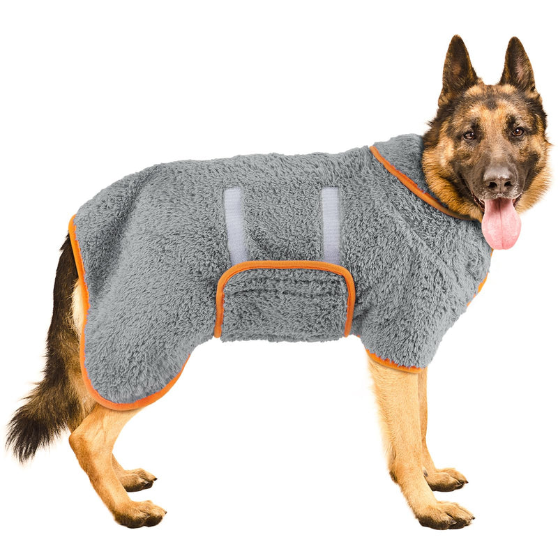 Bienbee Dog Bathrobe, Quick Drying Super Absorbent Dog Robes for After Bath, Warm Keeping Dogs Towel, Dogs Bath Supplies, Gray XXL XX-Large Grey - PawsPlanet Australia