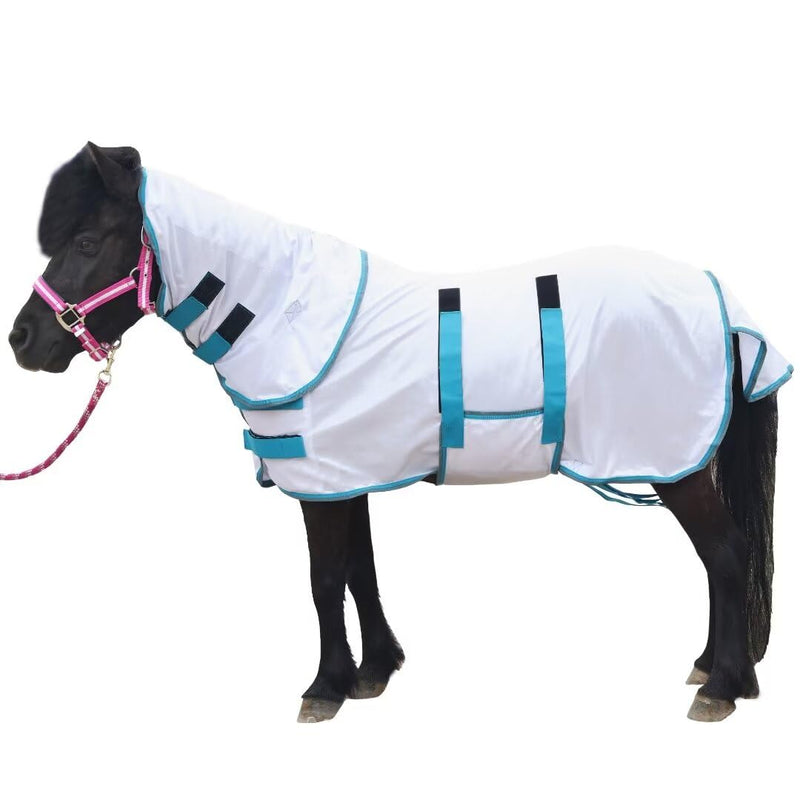 Miniature Horse Mesh Combo Fly Sheet with Adjustable Belly Guard and Detachable Neck Cover Lightweight and Breathable Protect Pony White 46" 46" - PawsPlanet Australia