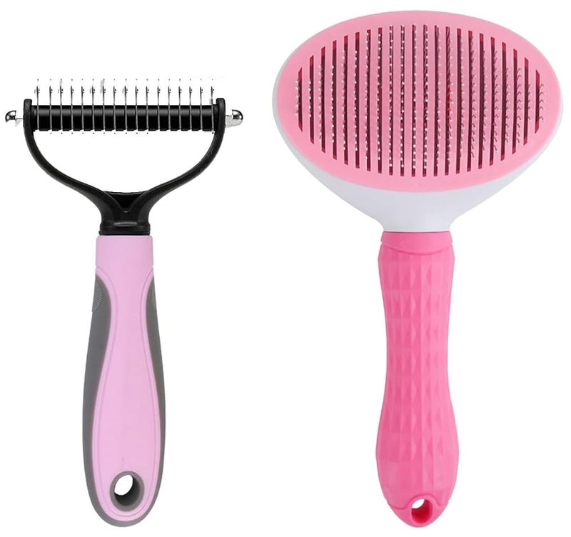 Cat Grooming Kit - 2 Pack Deshedding Brush for Indoor Cats, Shedding & Pet Hair Removal - Suitable for Dogs, Horses - Professional Slicker Brush - PawsPlanet Australia