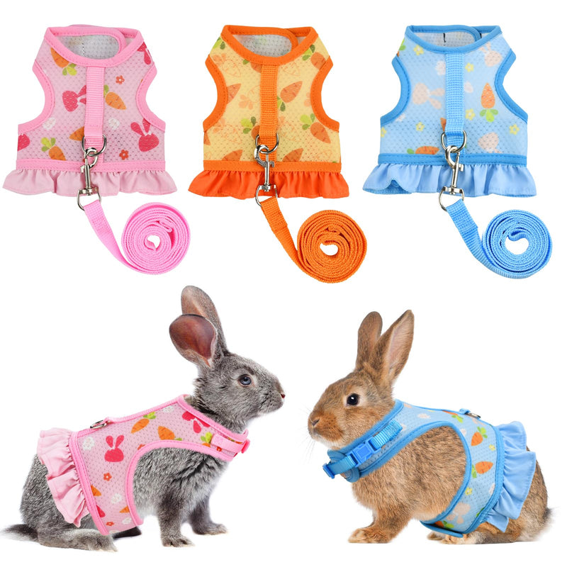 Carrot Pattern Mesh Bunny Harness Rabbit Vest-Harness with Adjustable Straps for Small Animals Bright Colors Rabbit Harness with Leash for Kitten Rabbit Bunny Outdoor Walking L Large - PawsPlanet Australia
