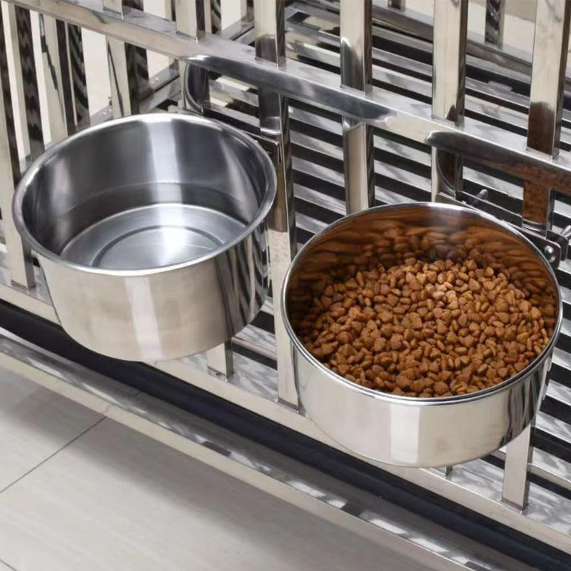 Stainless Steel Dog Bowls, 2 Pack No Spill Dog Crate Water and Food Bowls for Kennel Cage, Hanging Bowls Feeder Dish for Large Medium Dogs Pets, 40oz & 60oz - PawsPlanet Australia