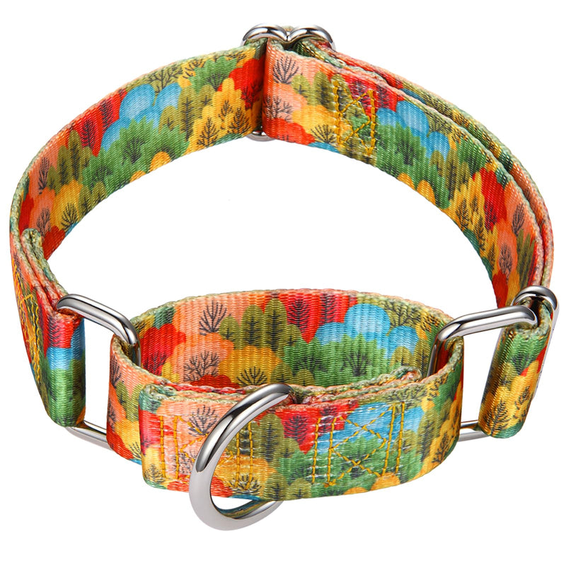 Mikivery Martingale Collar for Dogs 1 inch Sturdy Durable Collars Medium and Large Breed for Walking Training Outdoor Daily Use Multihued Forest L:17"-25" - PawsPlanet Australia