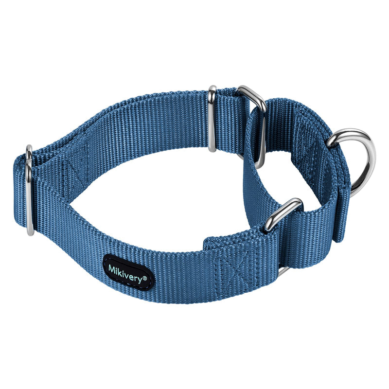 Mikivery Martingale Dog Collar Nylon Adjustable and Safety Training Colourful Comfortable Metal Buckle Pet Collars for Small Medium and Large Dogs(Haze,M) Haze M