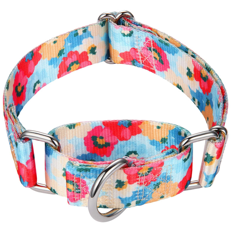 Martingale Collar for Dogs 1 inch Sturdy Durable Collars Medium and Large Breed for Walking Training Outdoor Daily Use Impression of Blooms M:14"-21" - PawsPlanet Australia