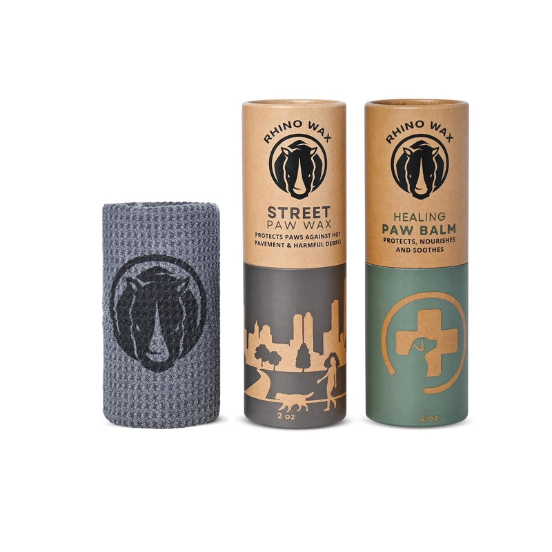 Dog Paw Street Wax and Healing Balm (2 Tubes + Cloth) - Protects Dogs Against Hot Pavement and Concrete - Pad Healer Moisturizes, Heals and Improves Elasticity - Natural - Lick-Safe - USA - PawsPlanet Australia