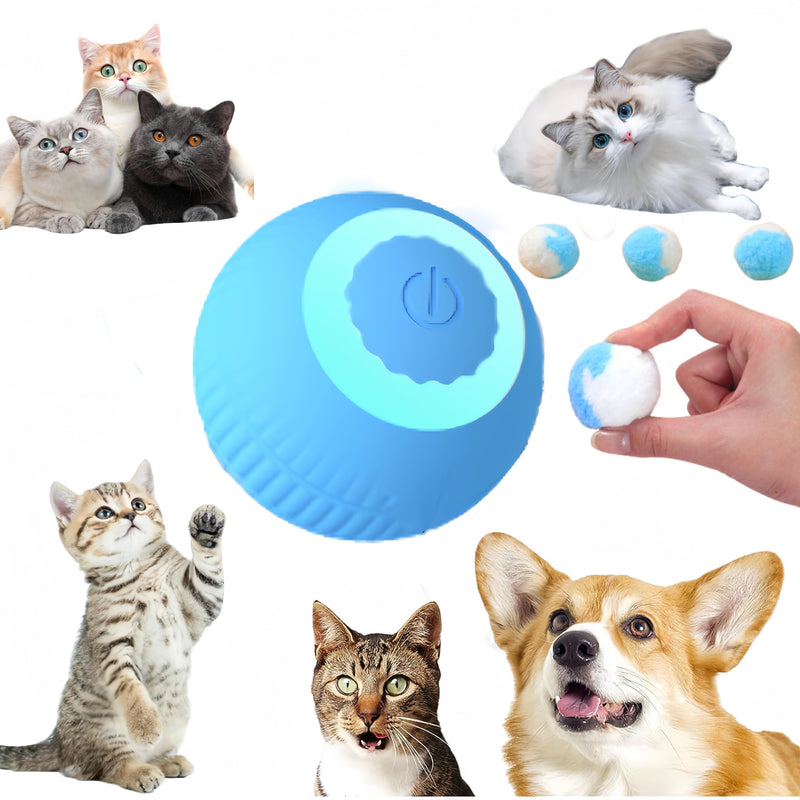 Interactive cat Toy Cute Puff Balls Fun Kitty Fuzzy Balls Small Cat Power Ball 2.0 cat Toys for Indoor Cats Interactive Soft Quiet Cat Toy Balls 4pcs (Blue) - PawsPlanet Australia