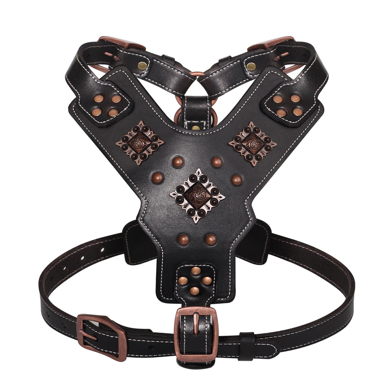 PET ARTIST Spiked Custom Studded Leather Dog Harness for Medium Large Dogs,Heavy Duty Vest with Adjustable Straps Soft for Big Dogs Boxer Pitbull Rottweiler Bull Mastiff Black XL Chest:26-37" - PawsPlanet Australia