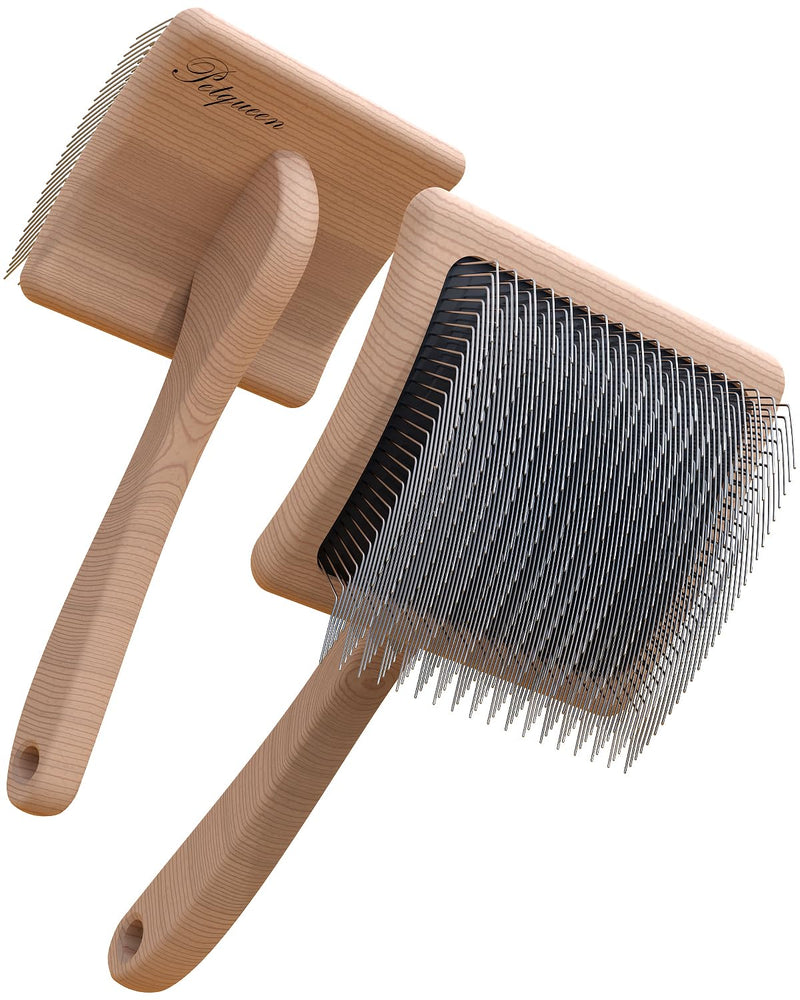 Dog Slicker Brush, Large Dog Brush, Professional Doodles Brush, for Poodles, Goldendoodles and Labradoodles, Easy to Remove Tangles, Mats and Fluff, 3.8''*3.2'' Head, 8'' Body, Large, Wood L - PawsPlanet Australia