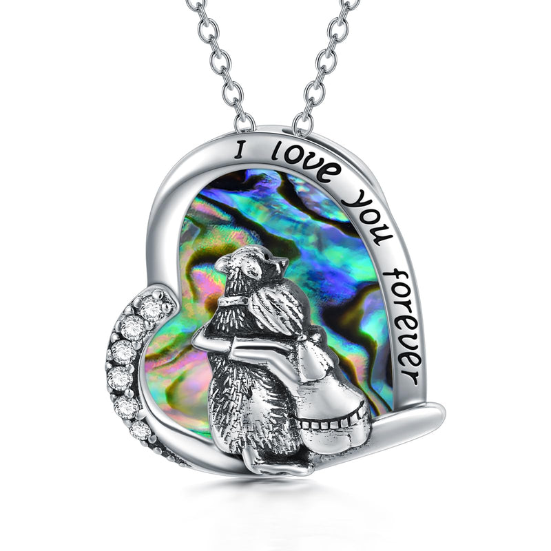 Mothers Day Gifts 925 Sterling Silver Dog Necklace Dog Pendant Necklace for Girls Dog Memorial Jewelry Gifts for Women Dog Lovers Abalone Dog Necklace - PawsPlanet Australia
