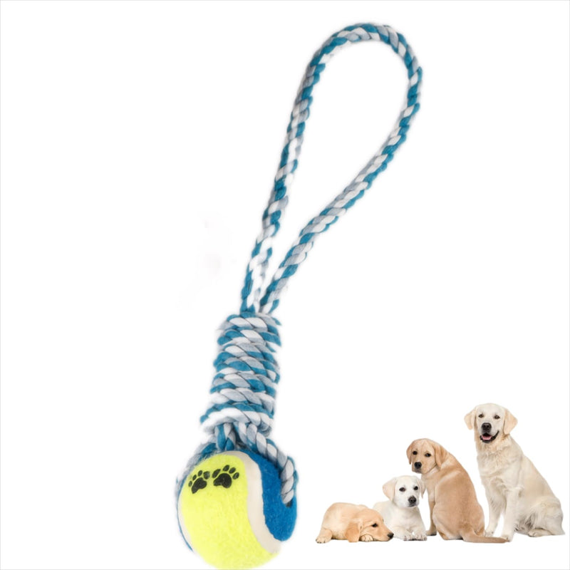 Dog Ball and Cotton Rope Dog Toy, Interactive Dog Toy with Tennis Balls,Indoor and Outdoor Tug Toy for Dogs with Cotton Rope for Durable Dog Toys for Small, Medium, and Large Dogs (Blue) blue - PawsPlanet Australia