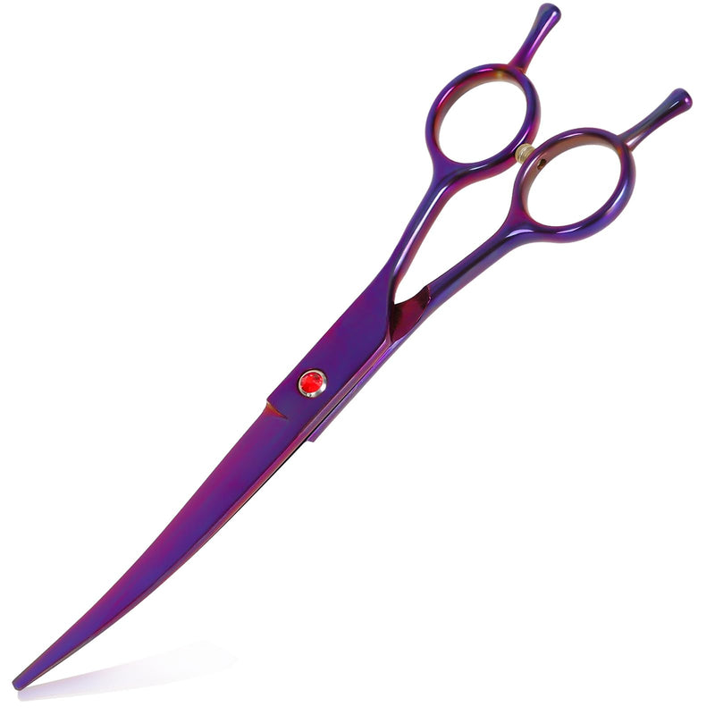 Dog Grooming Scissors Premium Stainless Steel Curved Hair Cutting Scissors for Dogs & Cats (Purple) Purple - PawsPlanet Australia