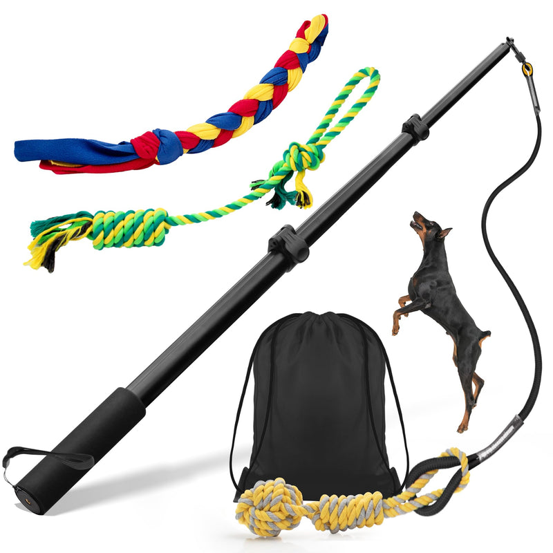 Ycozy Flirt Pole for Dogs, 40.6" - Upgraded Dog Flirt Pole with Detachable Interactive Toys for Chase and Tug of War, Dog Teaser Wand with Chewing Toy for Outdoor Exercise & Training - PawsPlanet Australia