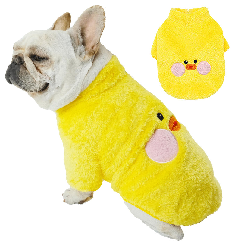 French Bulldog Clothes Coral Fleece Puppy Sweaters for Small Dogs Girl Boy, Cute Duck Dog Coat Dog Clothes for Small Dogs Winter, English Bulldog Retriever (L) Large - PawsPlanet Australia