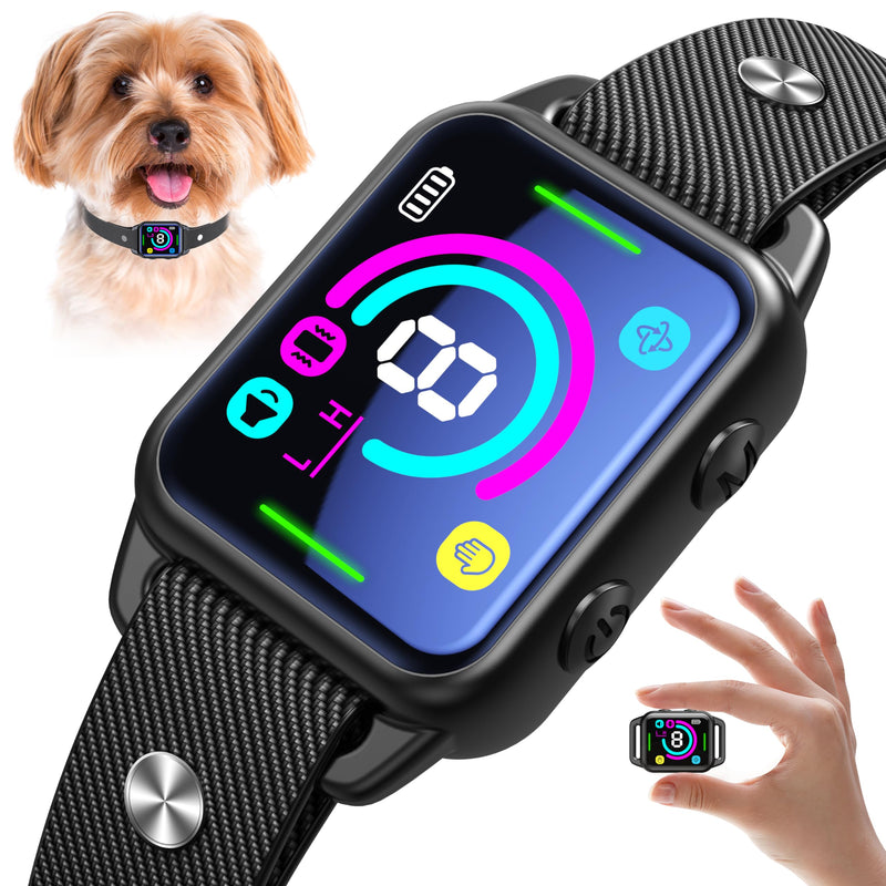 Bark Collar,Smart Dog Bark Collar for Small Medium Dogs with 8 Adjustable Sensitivity and 2 Vibrations Beep Rechargeable Anti Barking Training Collar No Shock Humane Bark Collars (Black) Black - PawsPlanet Australia