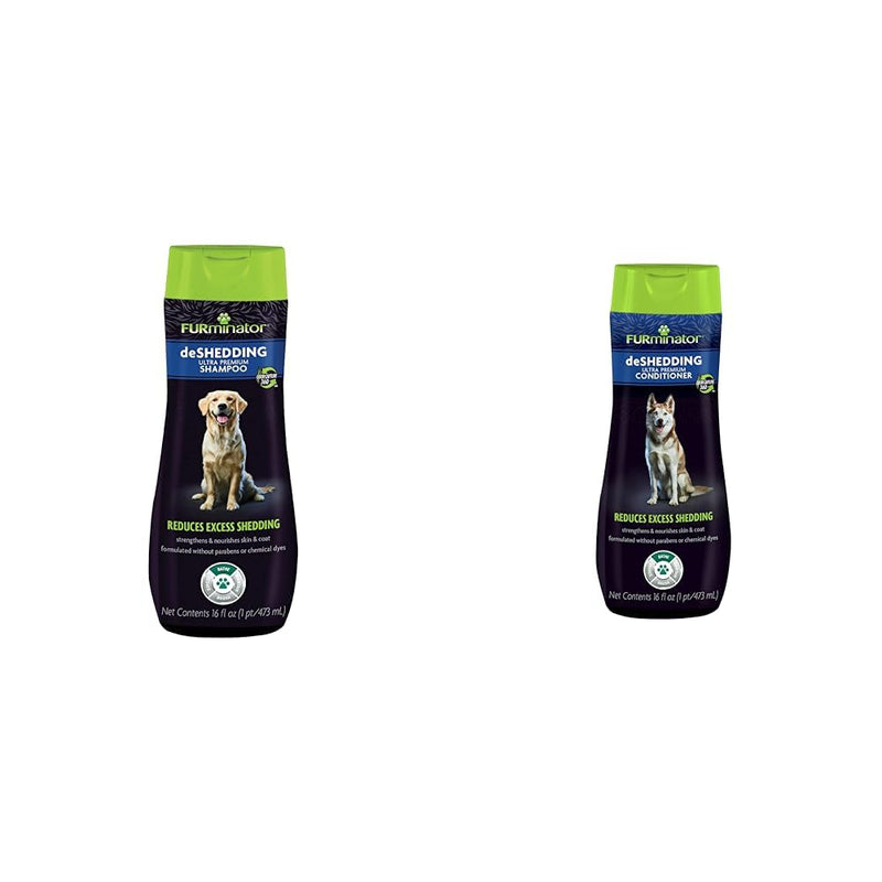 FURminator Ultra Premium deShedding Shampoo for Dogs Helps Reduce Excess Shedding, 16 oz & Ultra Premium deShedding Conditioner for Dogs, Helps Reduce Excess Shedding, 16 oz - PawsPlanet Australia
