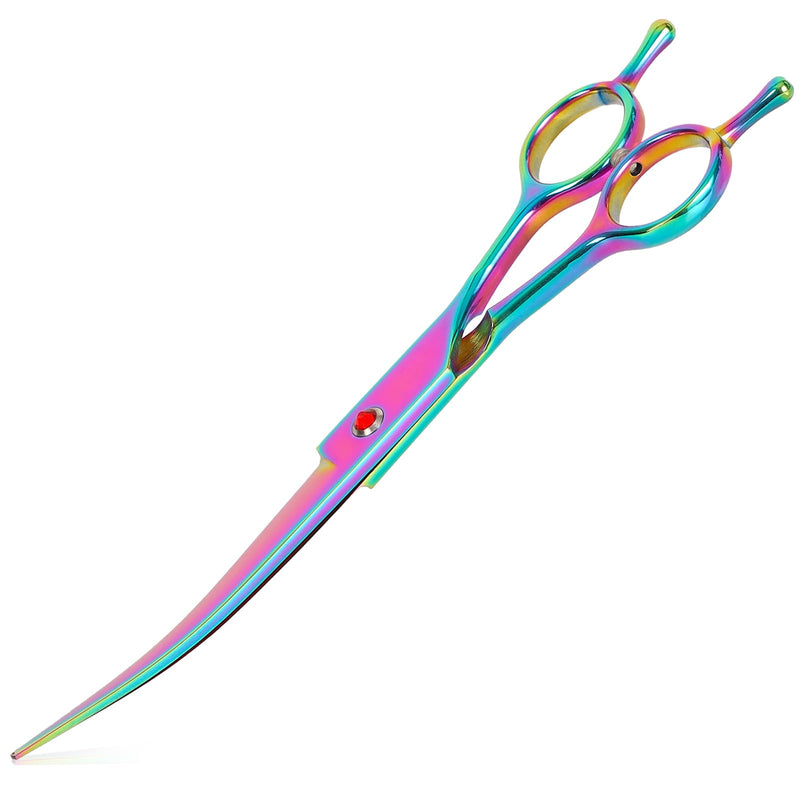 Dog Grooming Scissors Curved Hair Cutting Scissors for Dogs & Cats Made of Premium Stainless Steel (Rainbow) Rainbow - PawsPlanet Australia