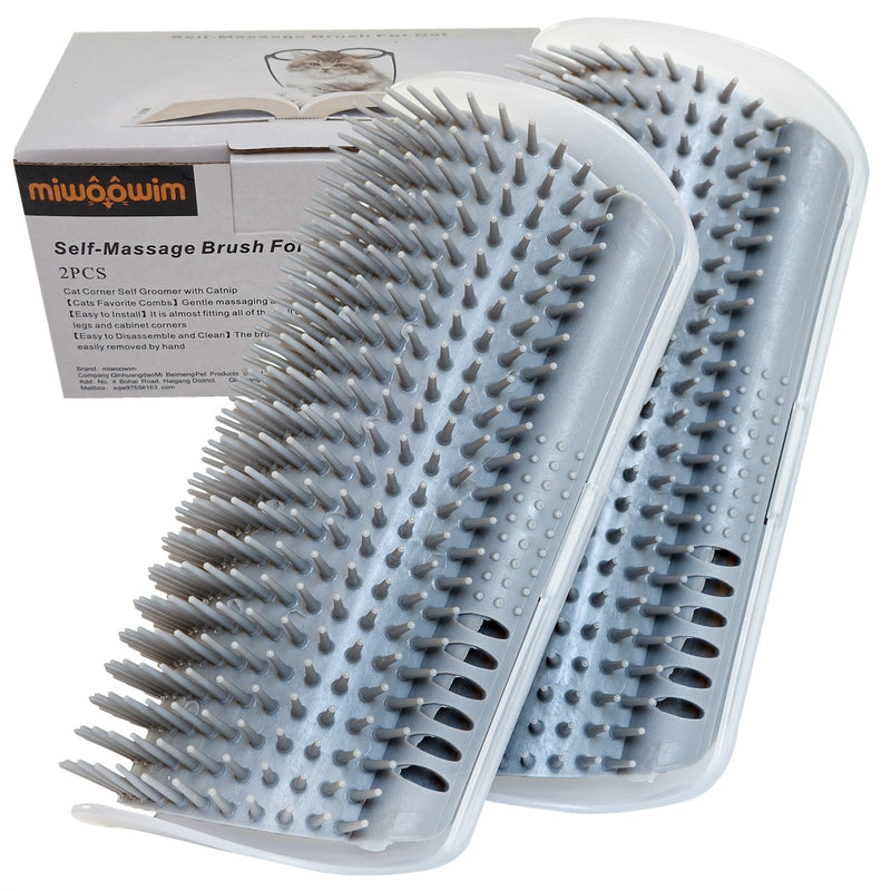 Extended (6.1") 2 Pack cat self groomer for Indoor cats cat face scratchers wall corner self grooming cat brush Cat Corner Scratcher Massage Combs for Long Short Fur Kitten (grey) grey - PawsPlanet Australia