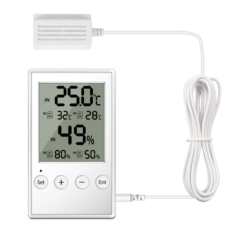 Reptile Terrarium Hygrometer Thermometer with in/Out Temperature Humidity Alarm, Digital Thermometer and Humidity Gauge with Probe for Reptile Tanks Humidor Incubator Greenhouse (AL5-1PC) AL5-1pack - PawsPlanet Australia