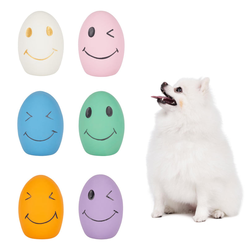 Dog Squeaky Toy, Latex Bouncy Egg Balls Squeaker for Small Dogs, Puppy Durable Rubber Squeak Balls for Teddy Interactive Fetch Play (6 PCS) - PawsPlanet Australia