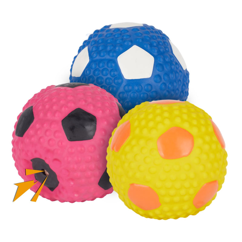 Dog Squeaky Toy Balls, Latex Soft Squeaky Dog Toys for Small Dog Football Chew Fetch Throw Ball for Puppy Dogs Interactive Play (3 PCS) - PawsPlanet Australia