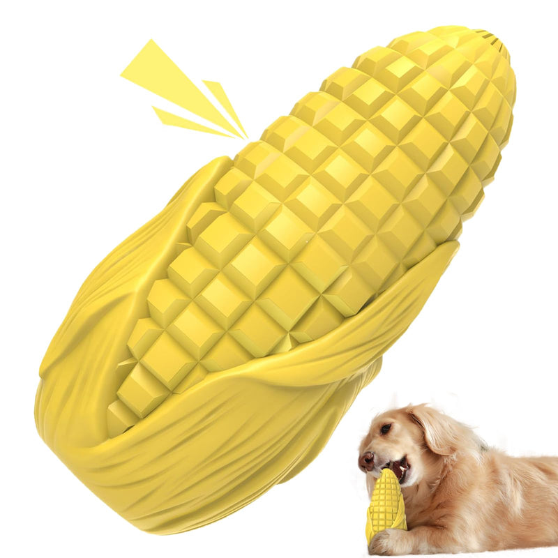 Dog Chew Toys for Aggressive Chewers,Idestructible Tough Durable Squeaky Interactive Dog Toys，Durable Dog Teeth Cleaning Toy for Medium Large Breeds，Corn Stick Toy (Yellow) - PawsPlanet Australia