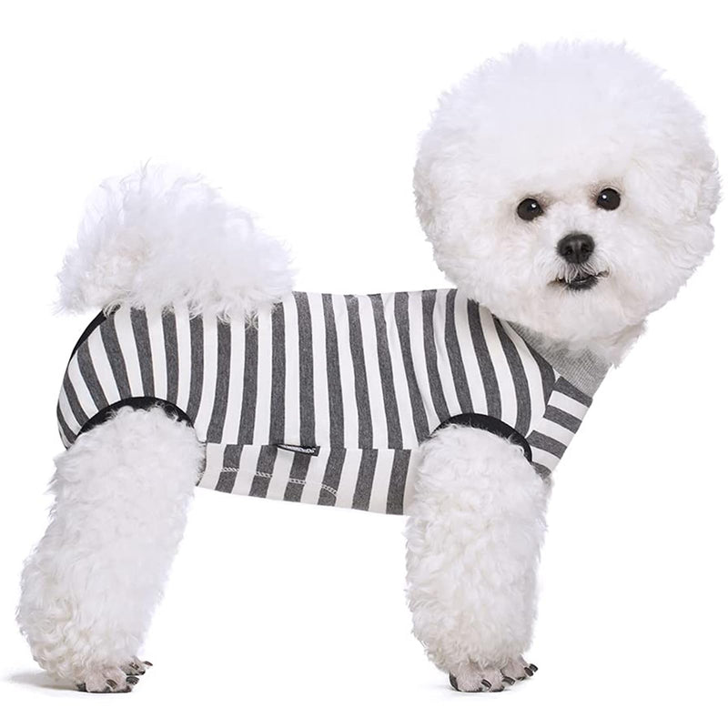 Dog Recovery Suit After Surgery,Spay Neuter Clothes for Female Dogs,Small Medium Dog Shirt,E-Collar Cone Alternative,Prevent Licking Wound Dog Onesie,Pet Surgical Suit(Grey White Stripe-m) grey - PawsPlanet Australia