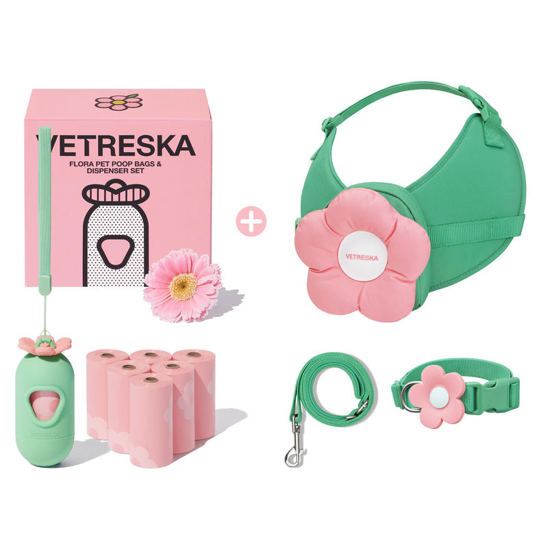VETRESKA Dog Poop Bags with Dispenser & Flora Dog Harness, Leash and Collar Set - PawsPlanet Australia