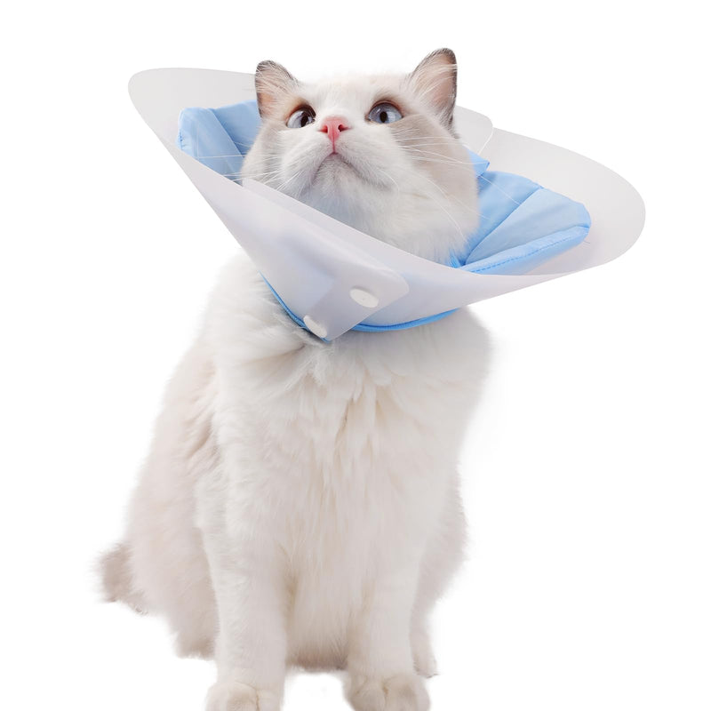 KUDES Dual Layer Cat Cone, Dual-Purpose Model Lightweight All-Around Protective Neck After Surgery E Collar to Wound (Blue M (7.8inch- 13.3inch)) Blue M (7.8inch- 13.3inch) - PawsPlanet Australia