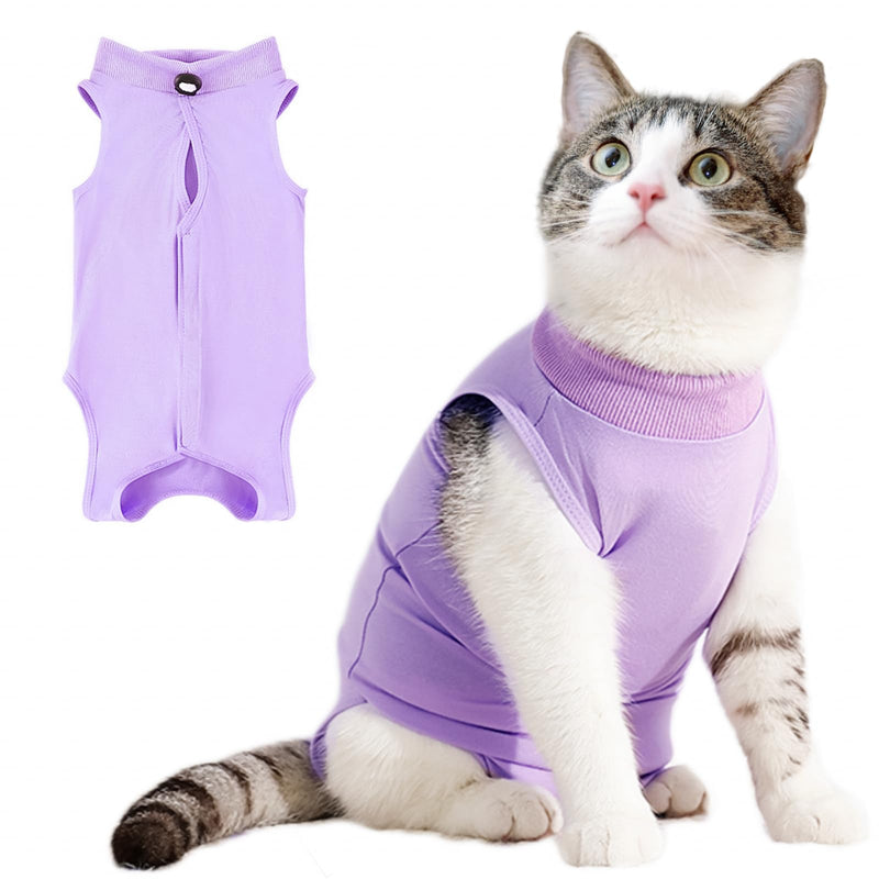 Cat Recovery Suit for Abdominal Wounds or Skin Diseases,Kitten Onesie for Cats After Surgery Wear Surgical Spay Suit for Female Cats Kitten Cone of Shame Alternative-Purple(S) Purple Small - PawsPlanet Australia