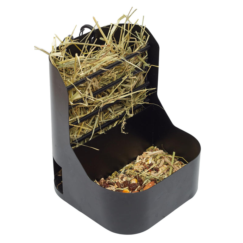 Hay and Food Feeder for Rabbit, Guinea Pig, Bunny, Chinchilla, Heavy Duty Metal Bin 5.5 x 5.5 x 7 inch - PawsPlanet Australia