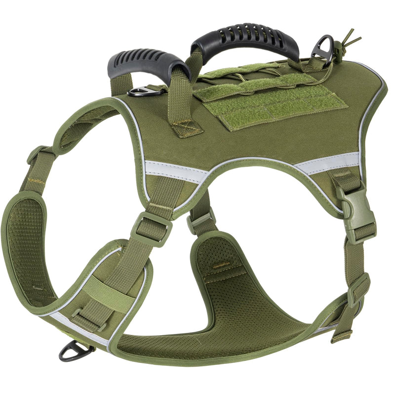 Tactical Dog Vest,Harness for Large Medium Dogs Reflective No Pull Adjustable Pet Harness Walking Training Running,Easy Control Pet Vest for Military Use Service Dog Harnesses(Green,M) Green - PawsPlanet Australia