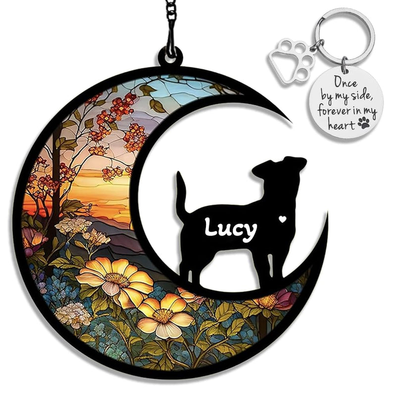 DIY Custom Dog Ornament Memorial Gifts for Dog Lovers, Acrylic Window Hangings Ornament Suncatcher, Loss of Dog Sympathy Gift, Remembrance Gifts for Dog Dog & Flower-CTM - PawsPlanet Australia