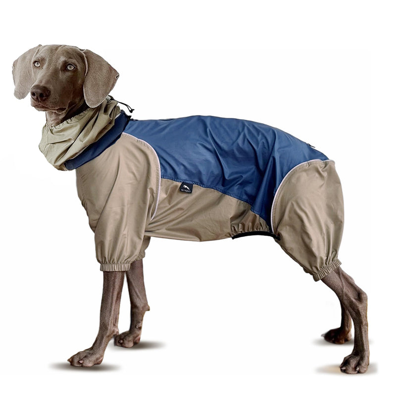 Dog Lightweight Windbreaker, Pet Outdoor Sports Jacket, 0.5 lbs,3 in One, Hooded, Easy on/Off with Collar and Harness, Reflective Piping, Packable, Dog Hiking/Camping, Navy Blue (Medium) Medium - PawsPlanet Australia