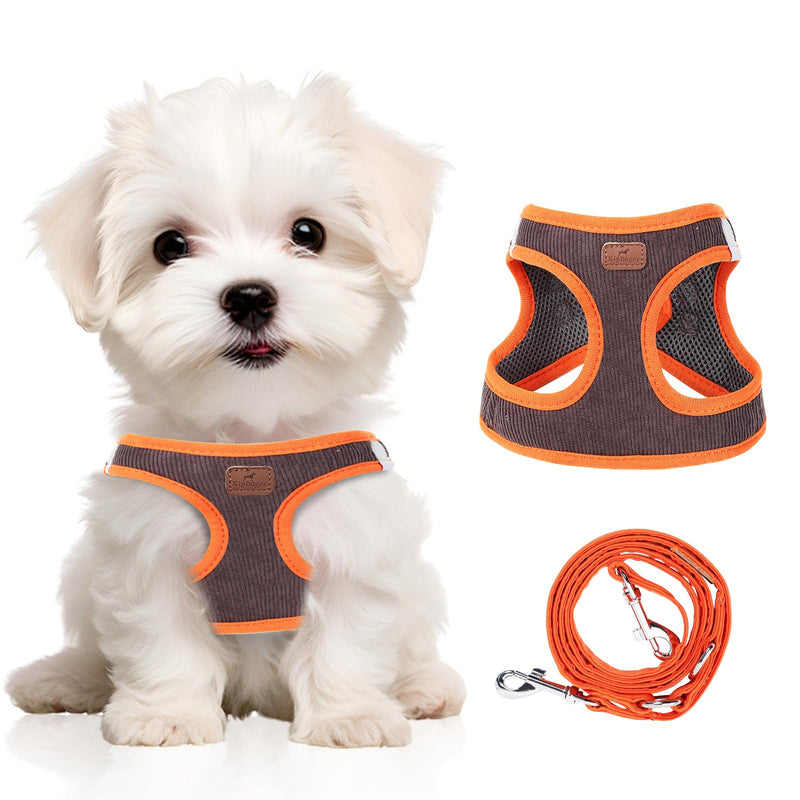 Dog Harness with Multifunction Dog Leash,No Pull Reflective Step-in Harness for Soft Adjustable No Choke Escape Proof,Easy Walk Dog Harness for Puppy,Small Dogs (Orange&Dark Grey, XS) Orange&Dark grey - PawsPlanet Australia