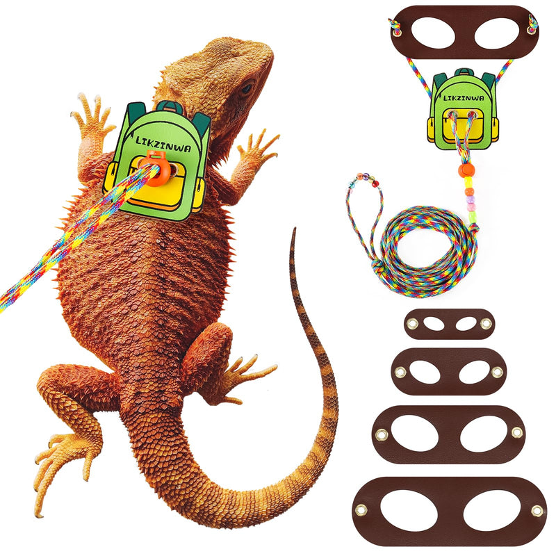 LIKZINWA Bearded Dragon Lizard Leash Harness,4 Size Pack Adjustable Small Animal Harness for Reptile and Small pet (Schoolbag) Schoolbag - PawsPlanet Australia