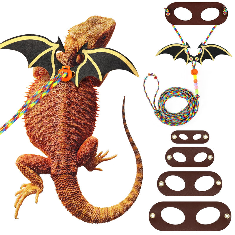 LIKZINWA Bearded Dragon Lizard Leash Harness,4 Size Pack Adjustable Small Animal Harness for Reptile and Small pet (New Dinosaur Wing) New Dinosaur Wing - PawsPlanet Australia