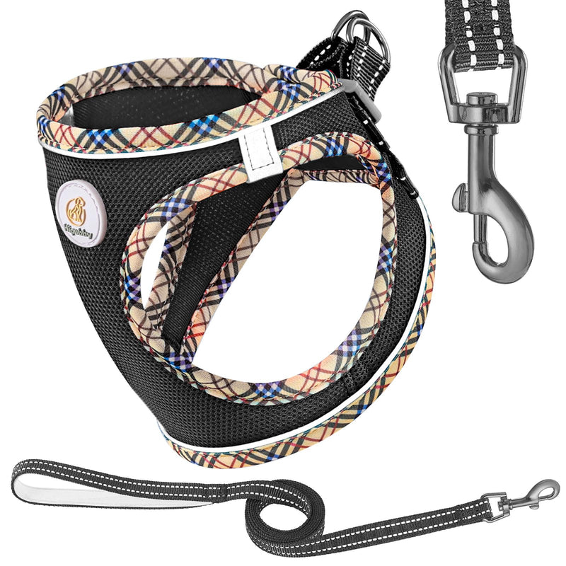 Adjustable Dog Harness Collar and Leash Set Step in No Pull Pet Harness for Small Medium Dogs Puppy and Cats Outdoor Walking Running, Soft Mesh Padded Reflective Vest Harnesses（Black,XXS） (XXS,8.5‘’-9.5‘’Neck Girth,10"-11.5"Chest Girth) Black - PawsPlanet Australia