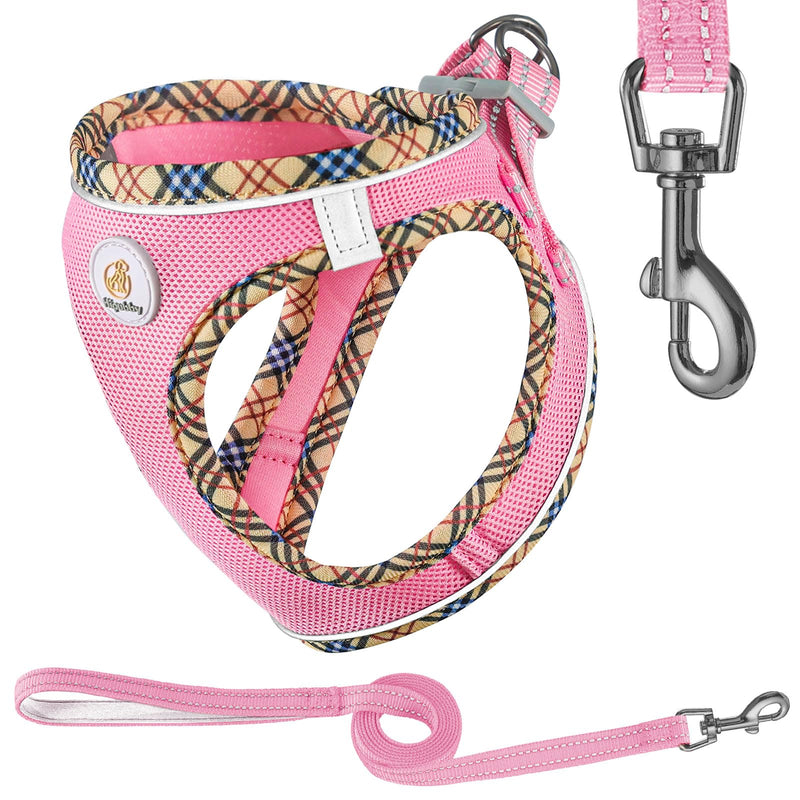 Adjustable Dog Harness Collar and Leash Set Step in No Pull Pet Harness for Small Medium Dogs Puppy and Cats Outdoor Walking Running, Soft Mesh Padded Reflective Vest Harnesses（Pink,XXS） (XXS,8.5‘’-9.5‘’Neck Girth,10"-11.5"Chest Girth) Pink - PawsPlanet Australia