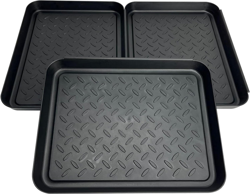 Generic Shoe Tray for Entryway, 3 Pack Indoor Mats, Dog Feed Mat, Rain Boots Drying Tray, Black - PawsPlanet Australia
