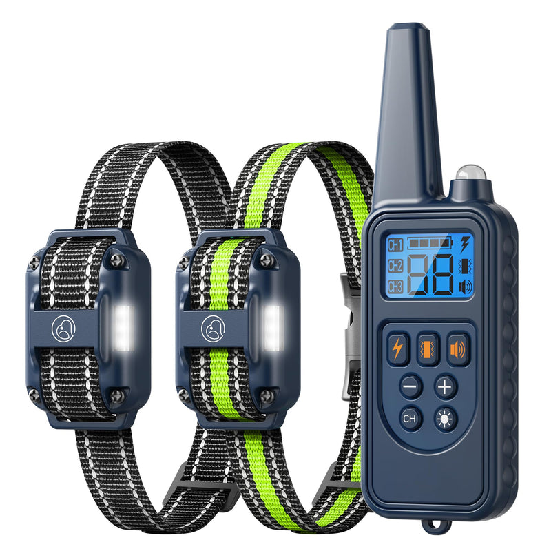 Dog Training Collar, Rechargeable e-Collars for Dogs Training with Beep, Vibration, Humane Shock(1-99) Modes, 2600ft Waterproof Dog Shock Collar for Small Medium Large Dogs for 2 dogs (D8 Blue) - PawsPlanet Australia