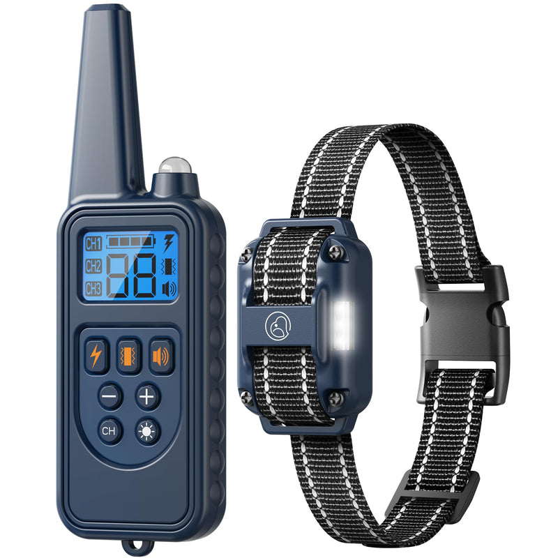 Electronic Dog Collar with Remote, 2600ft Waterproof Dog Training Collar for Smal Medium Large Dogs, Beep, Vibration, Shock (1-99) Modes, LED Light, for 5-120Lbs Dogs - PawsPlanet Australia