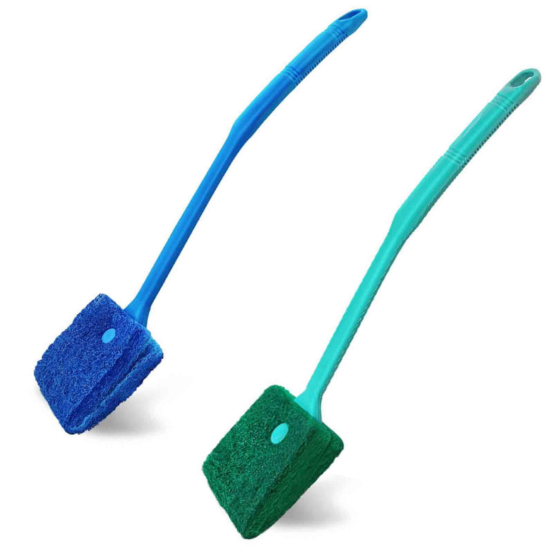 2 PCS Aquarium Fish Tank Brush, Aquarium Fish Tank Algae Cleaning Brush with Non-Slip Handle, Sponge Scrubber Cleaner for Glass Aquariums and Home Kitchen - PawsPlanet Australia