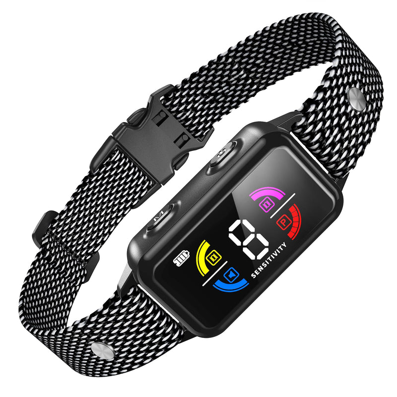 No Shock Rechargeable Dog Bark Collar with 8 Adjustable Sensitivity, Smart Anti Barking Collar with Beep and Vibration Modes for Large Medium Dogs (Black) Q11V-black - PawsPlanet Australia