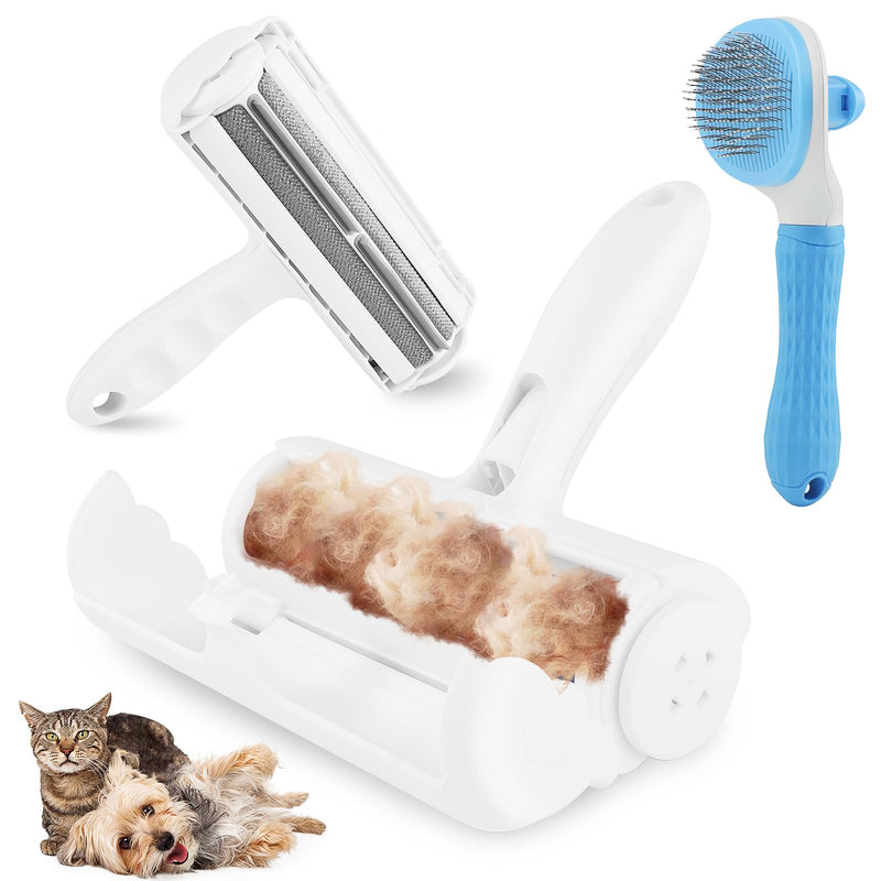 Roller Pet Hair Remover-2Pack Brush and Remover Reusable Lint Roller-Cat and Dog Hair Remover-Pet Hair Remover for Furniture/Bed,Reusable Dog Hair Remover Roller for Dog & Cat Cleaning (Grey) Gray - PawsPlanet Australia