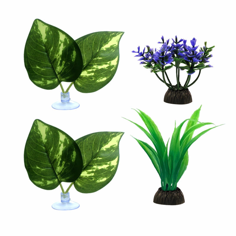 4 Pack Small Aquarium Artificial Plants, Betta Fish Leaf Pad, The Natural Habitat for Betta Spawning Grounds, Fish Tank Decorations (4pcs/ABC) 4pcs/Abc - PawsPlanet Australia