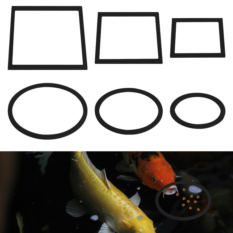 6pcs Fish Feeding Rings, Aquarium Floating Plant Rings, Round & Square Fish Feeder Rings Floating Plant Corral Fish Tank Plant Ring for Bettas, Goldfish, Turtle Aquarium Accessories (Black) - PawsPlanet Australia