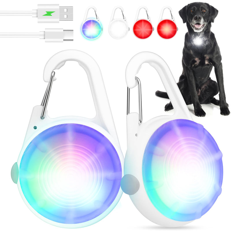 2Pack Dog Lights for Night Walking Dog Collar Light Clip on Glow in The Dark with 4Modes & RGB Color for Camping - PawsPlanet Australia